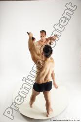 Underwear Fighting with sword Man - Man White Muscular Short Brown Multi angles poses Academic